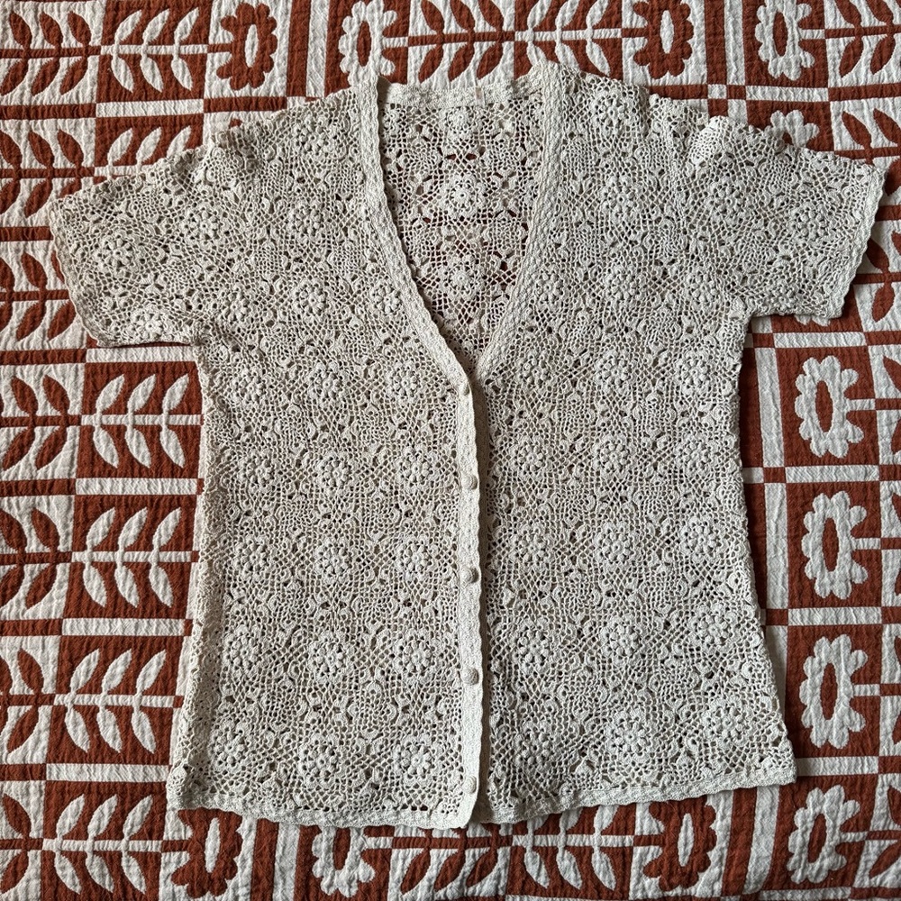 Crochet Button-Up Cardigan 90s look Size M/L